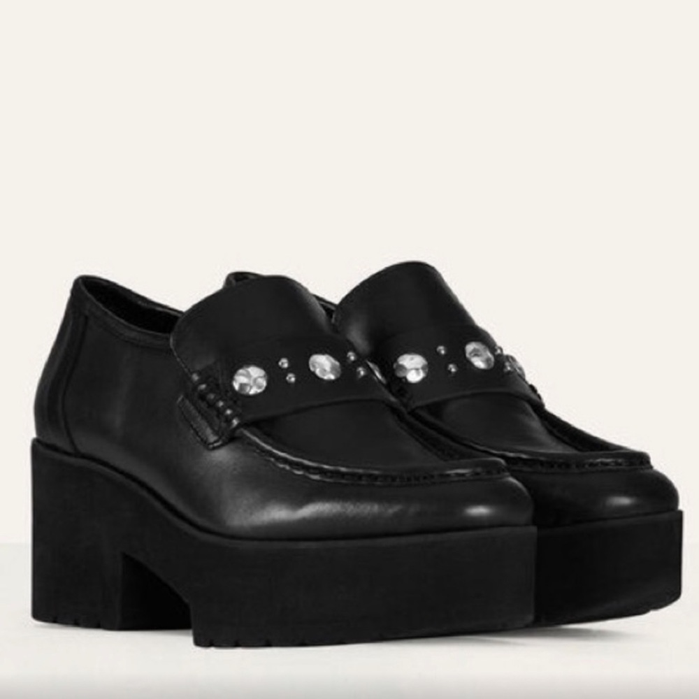 MAJE Studded Leather Platform Loafers